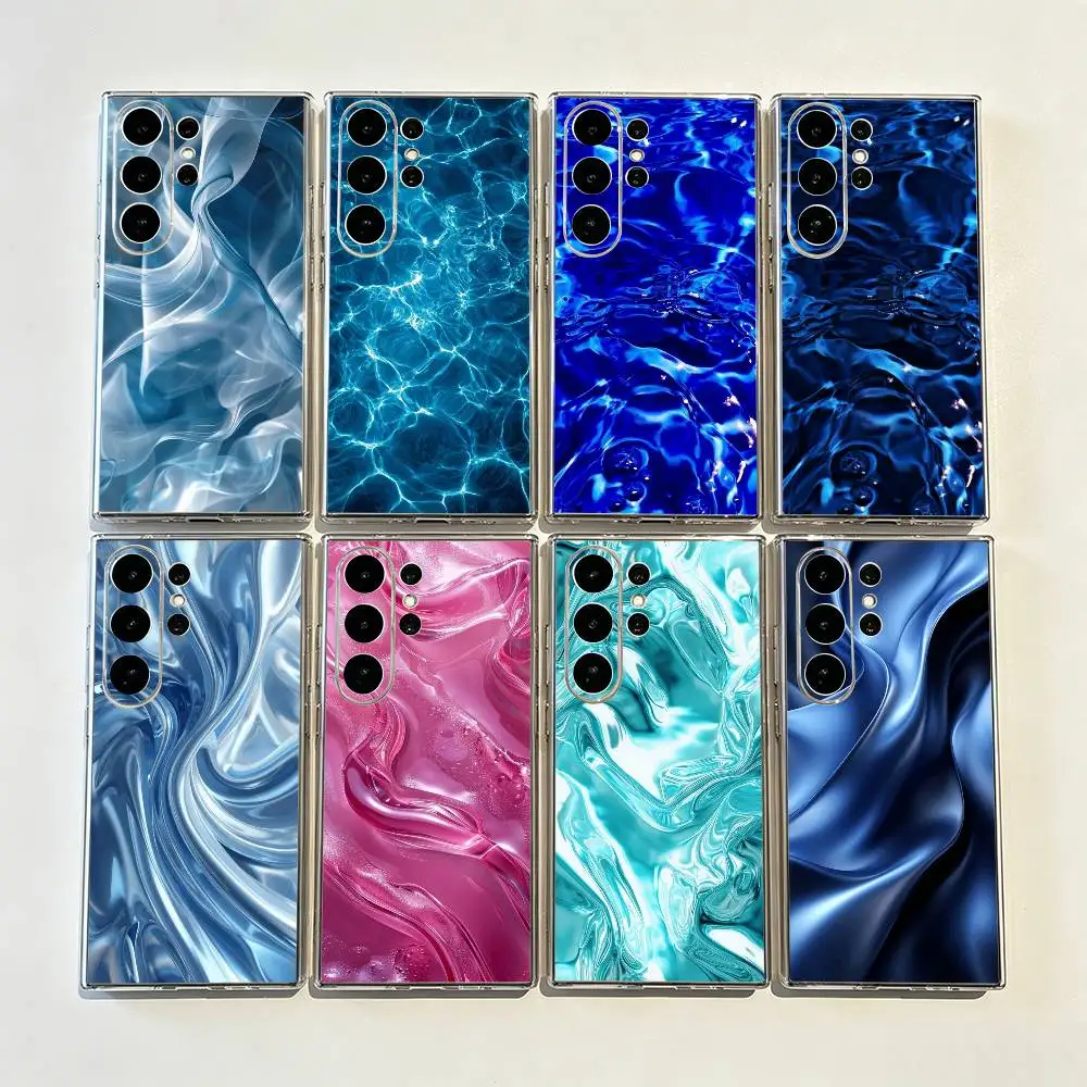 Water Ripple Shatterproof Transparent Printed Phone Case for Samsung Galaxy S26/S25/24/23/22/30/21/10/9,Ultra,Plus