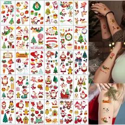 30Sheets Christmas Cartoon Pattern Tattoo Stickers,Waterproof Temporary Tattoos,Sleigh Santa Clau Christmas Tree Snowman Pattern