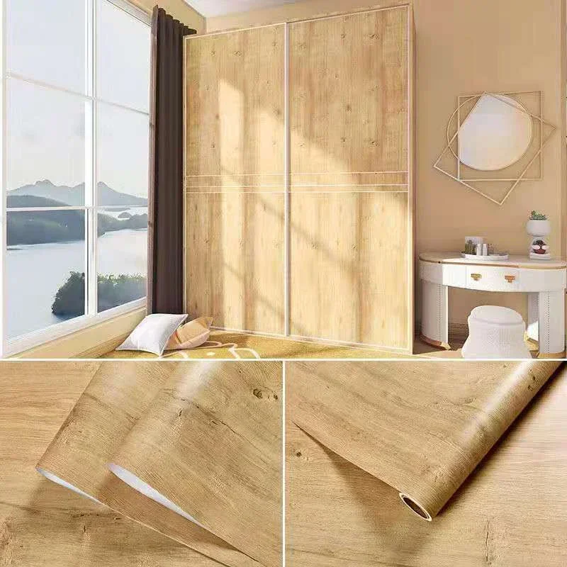 Rollo de papel tapiz de madera sintética Retro de grano de tablones de madera, pegatinas de pared autoadhesivas de PVC impermeables, papel tapiz de vinilo extraíble para restaurante