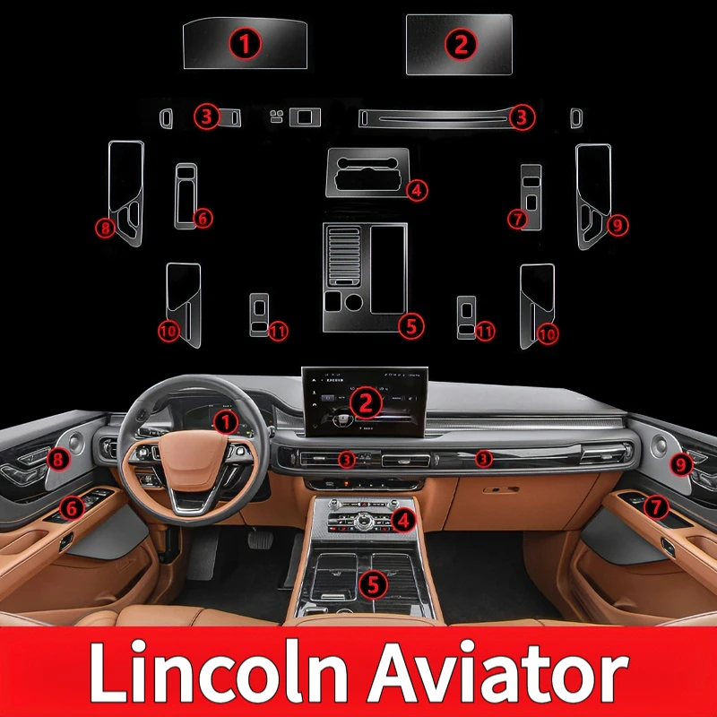 For Lincoln Aviator 20-23 Interior Protection Dashboard Multimedia Navigation Transparent Scratch-Resistant Film Modification