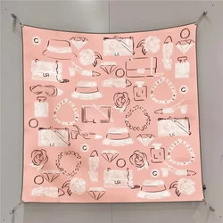 90Cm New Hat Bag Twill Silk Women's Travel Sunscreen Shawl Large Square Scarf Headscarf Wholesale  Scarf for Women
