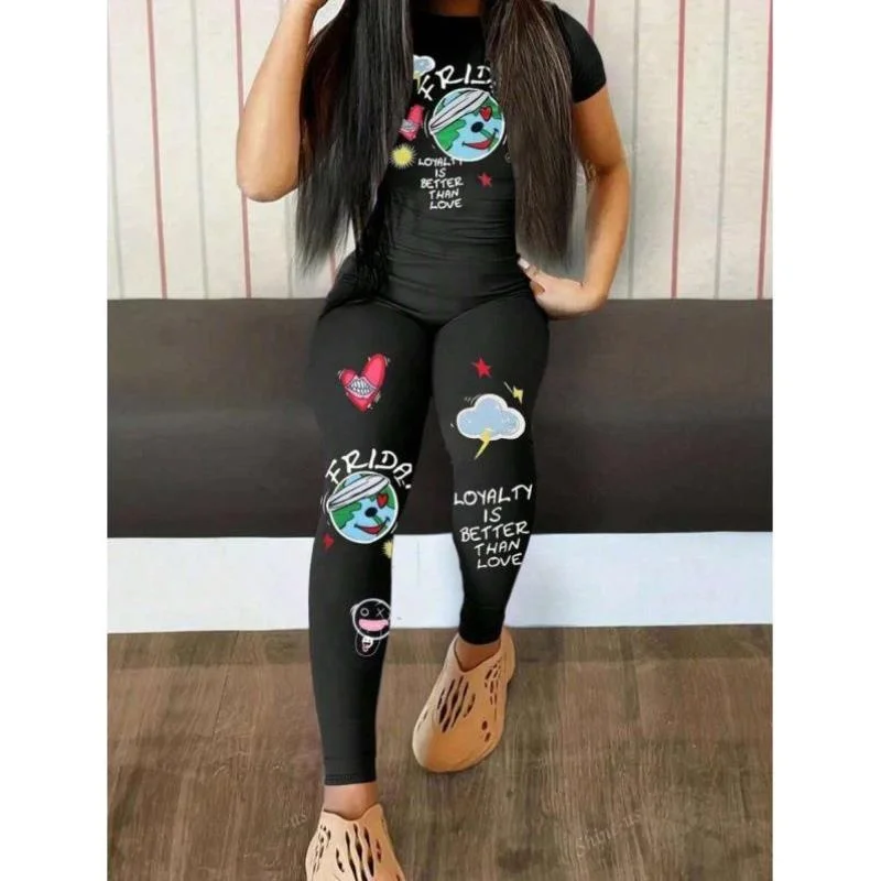 

Faionable Slim Fit Printed Long Pants L 833 New Arrival Casual Sportswear Set Autumn Season Seven Sve Length
