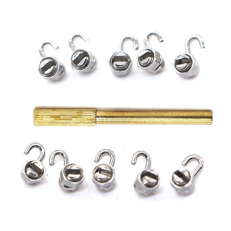 10 PCs Orthodontic Dental Crimpable Hook Stops Lock Left & Right with Instrument