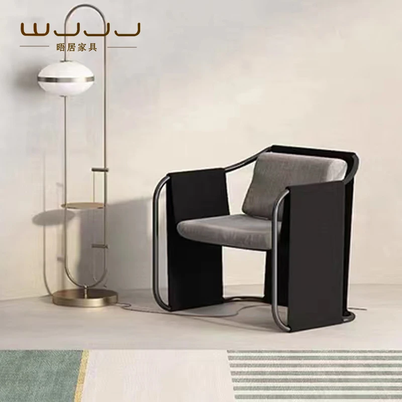 LTT Leisure Creative Kimono Leather Chair Nordic Shaped Lazy Saddle Leather Armchair