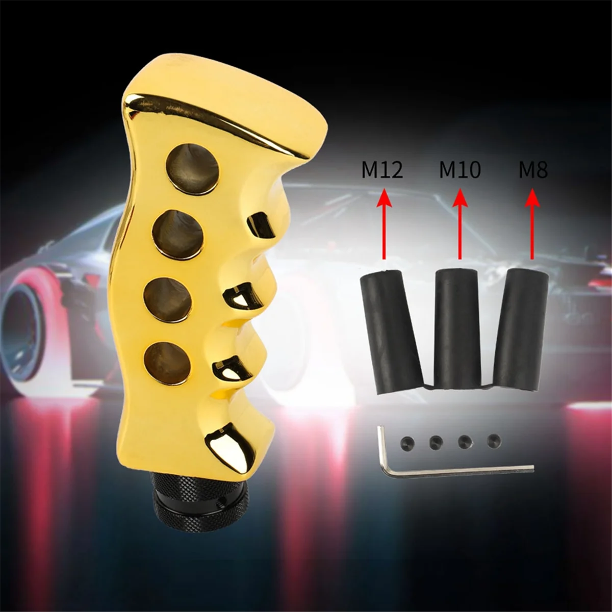 Car Manual Gear Shift Tip Kit, Knife Grip Handle Shift Knob, Universal Automatic Shift Knob Accessories,Gold