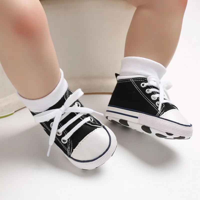 Baskets classiques en toile pour bébé garçon et fille, chaussures de sport pour nouveau-né, imprimé étoile, premiers pas, anti-ald