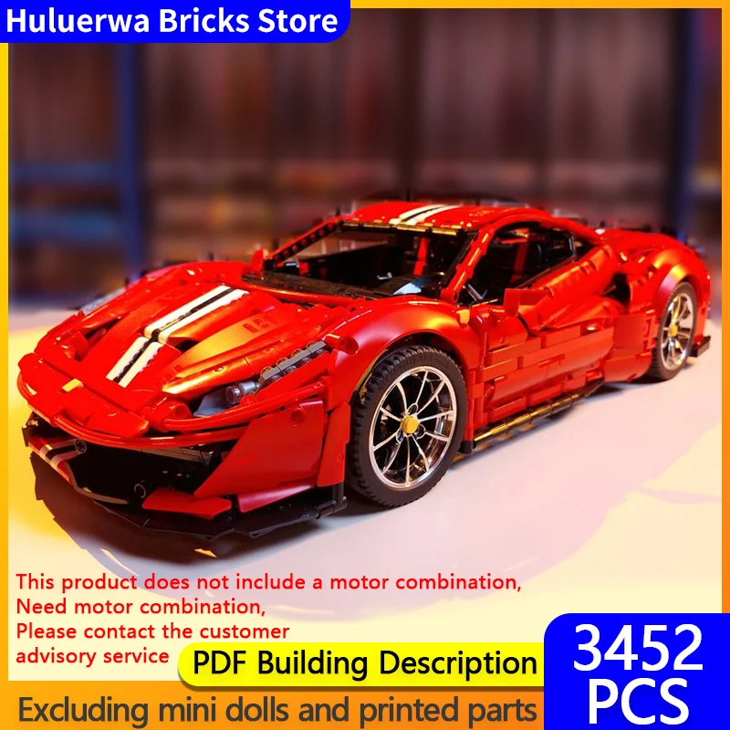 

Speed Racing Car Model MOC Building Bricks 488 Pista Hypercar Modular Technology Gifts Holiday Assemble Children Toys Suit