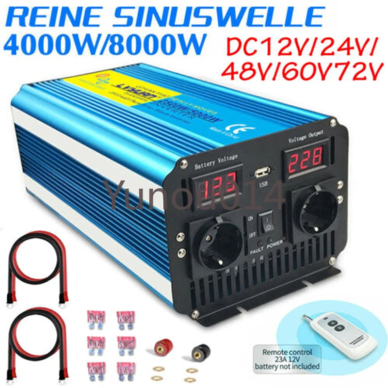 

Pure Sine Wave Inverter, Dual Digital Display Inverter for Battery, European Regulation, CE, FCC, RoHS, Pse, 4000 W, 8000W