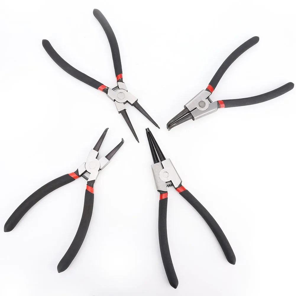 

4Pcs 7inch Circlip Plier Internal External Bent Straight Snap Ring Circlip Pliers Tool