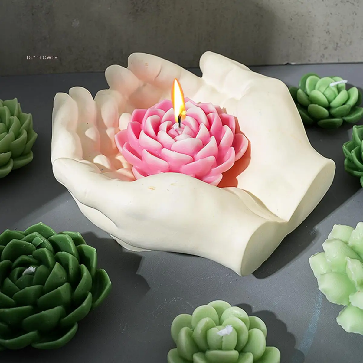 3D succulente candela stampo in Silicone fai da te fatto a mano pianta profumata sapone stampo in resina cioccolato Dessert stampo gesso mestiere