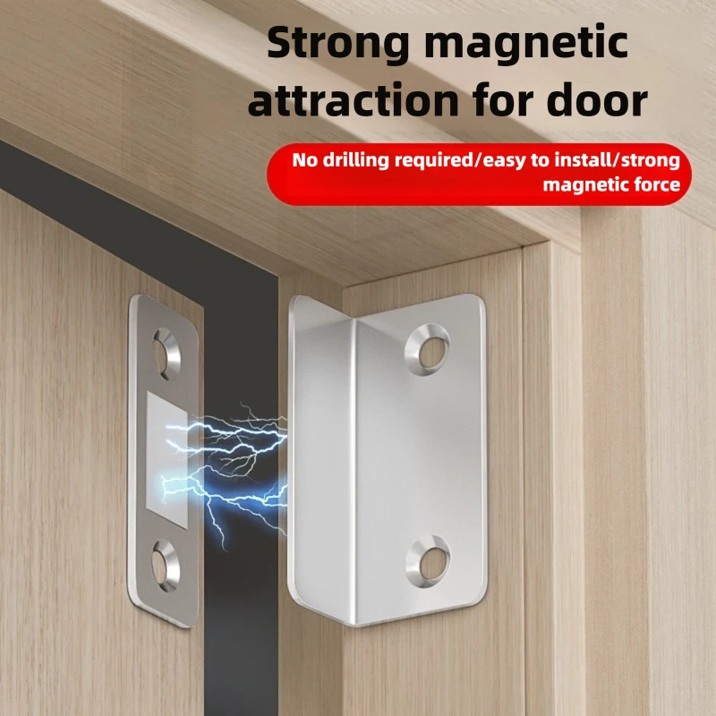 1 Pair Invisible Magnetic Door Catch Latch Drill-Free Strong Self Adhesive Seamless Release Magnet Stopper For Cabinet Sliding D