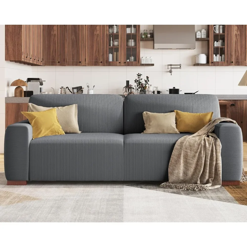 89 Inch Oversized Sofa with Thick Armrest, Corduroy Comfy Sofas Couch for Living Room, 3 Seater Sofa