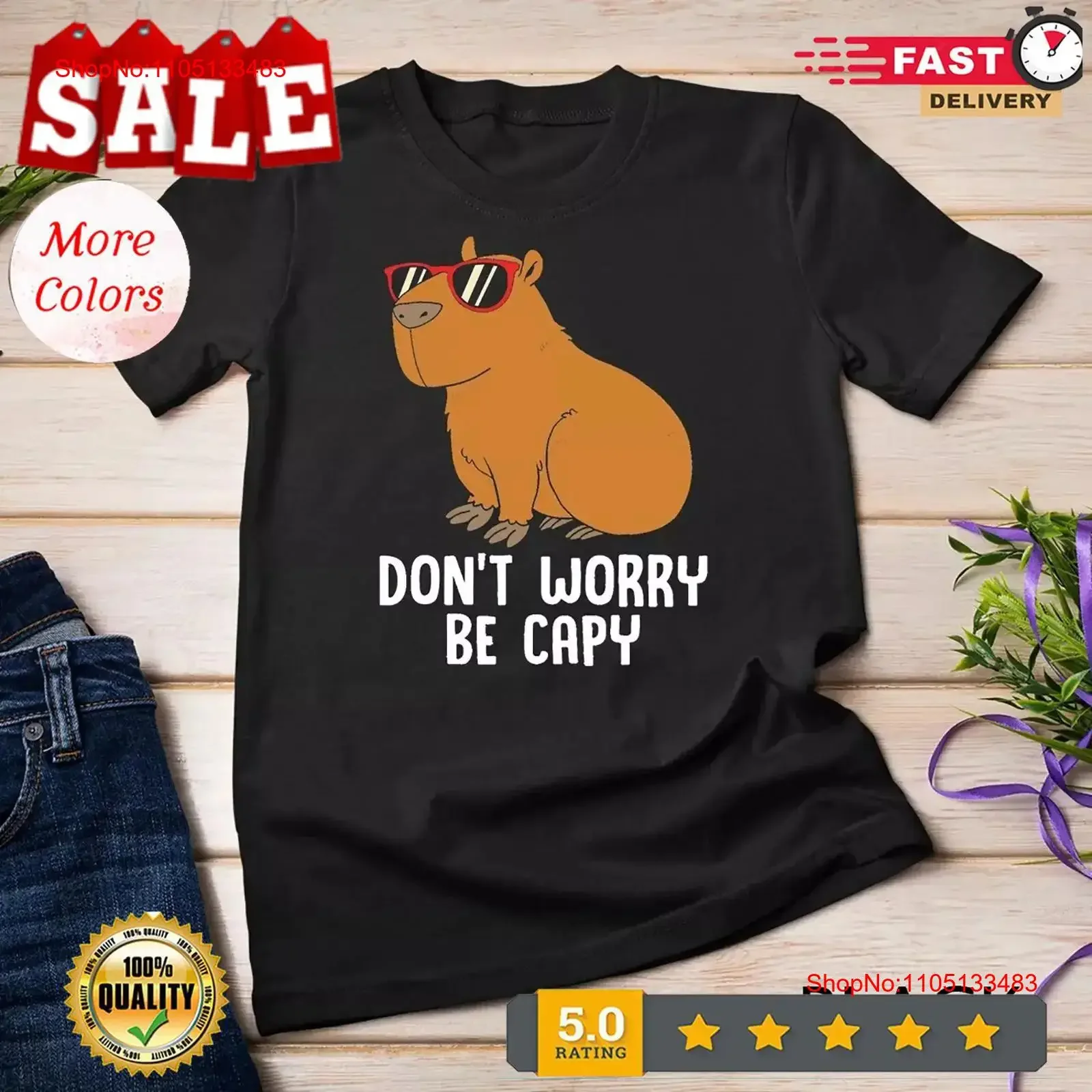 

Funny Capybara For Kids Dont Be Worry Capy T Shirt vintage Washed Stretched Comfortable Soft Casual designer clothes fashion