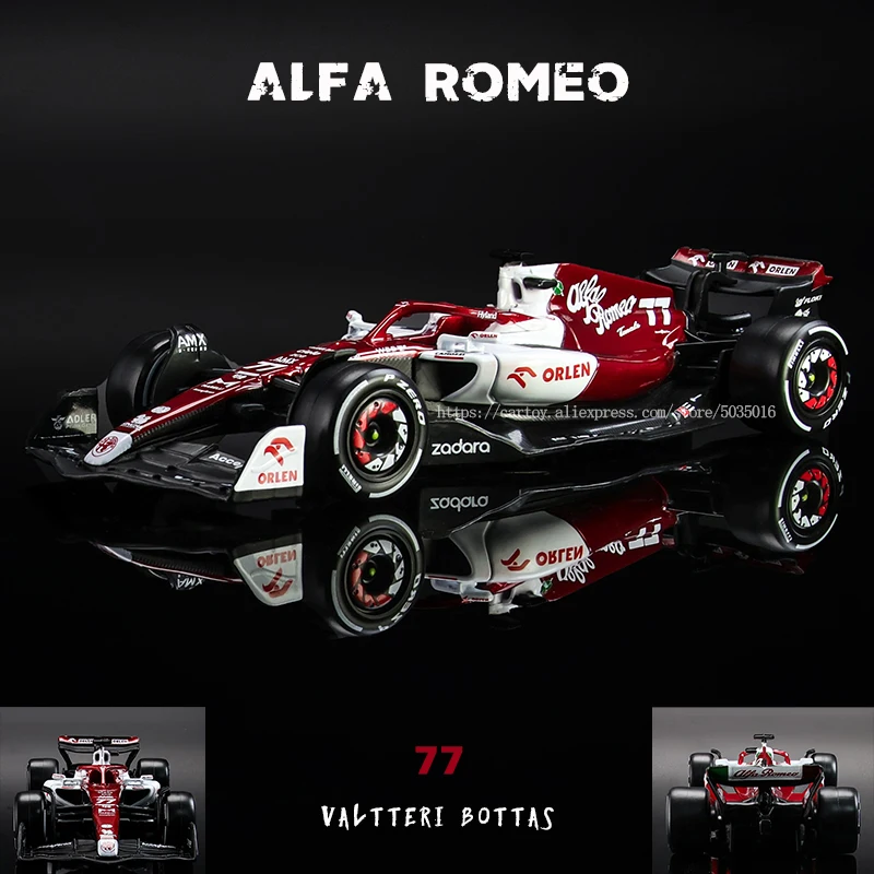 Модель автомобиля Bburago 1:43 2022 Alfa Romeo F1 Team Orlen C42 #77 vхарактерi Bottas #24 Zhou Guanyu, модель игрушечного автомобиля из сплава, модель литья под давлением