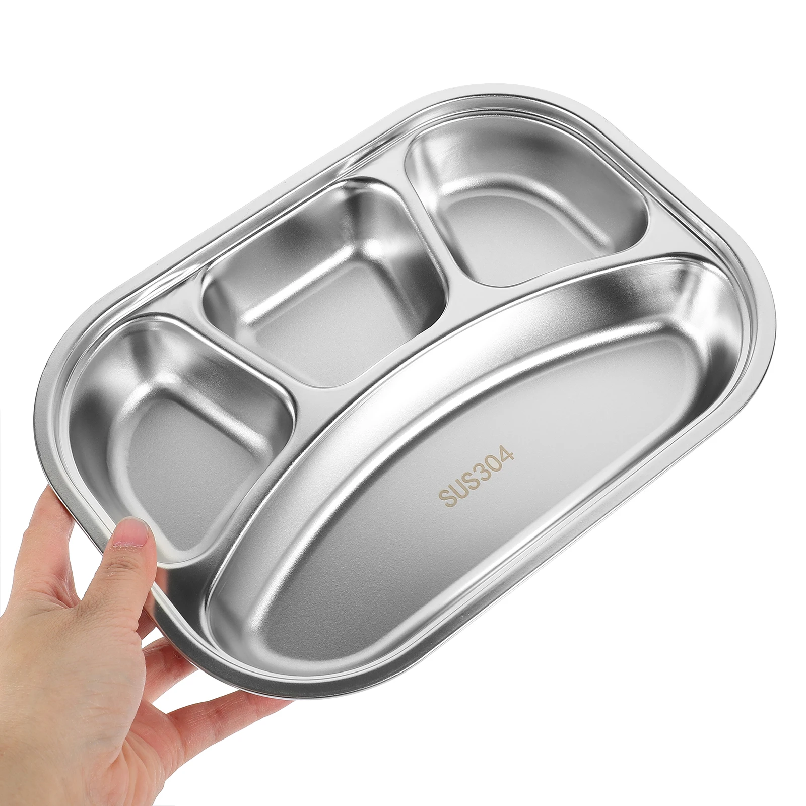 

1Set Stainless Steel Four Compartment Lunch Box Large Capacity Office School Canteen Food Storage Canteen Lunch Box