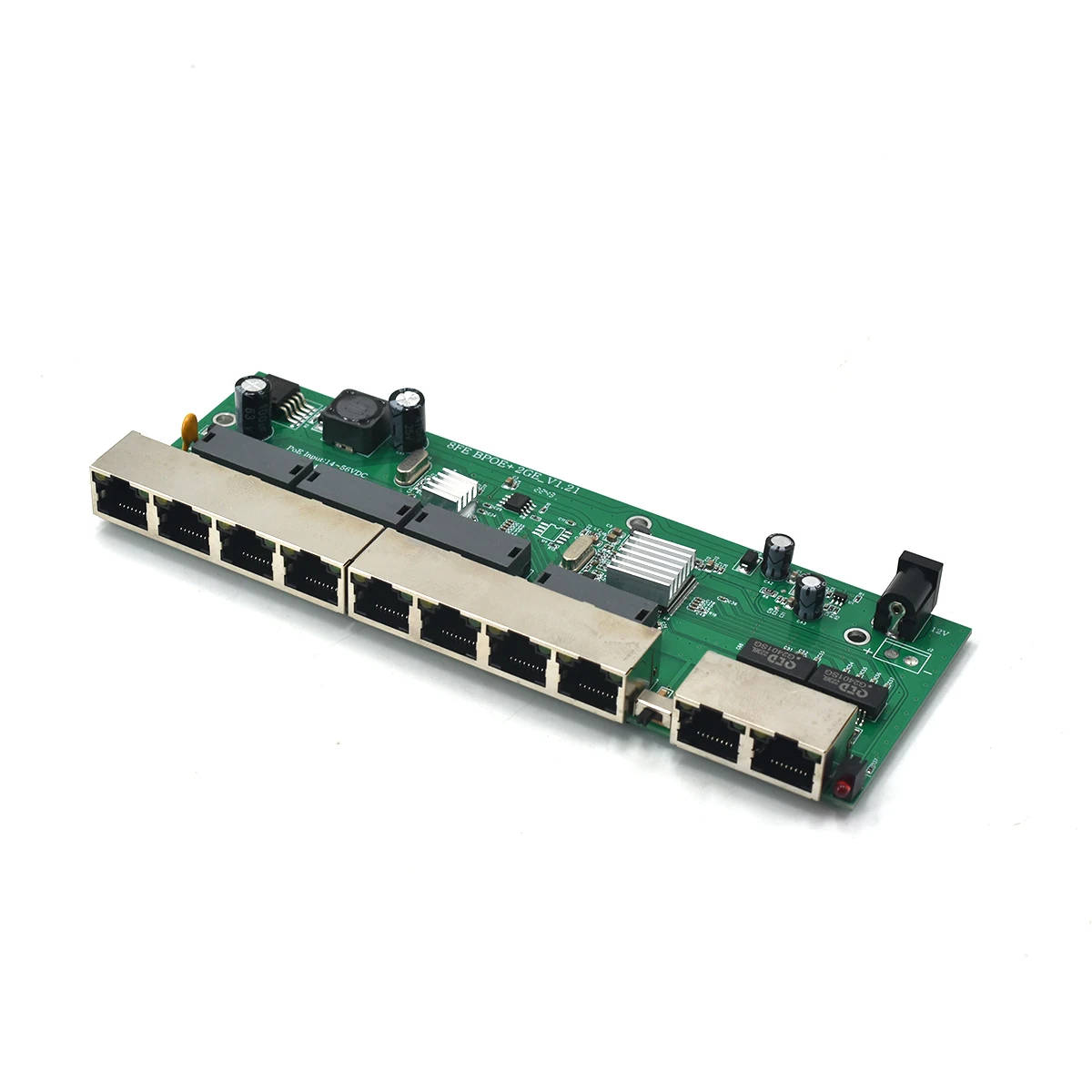 10ポートrpoeスイッチPCBボードポインアウト8ポート10/100mbps rj45リバースプースイッチ、2つのアップリンクポート付き
