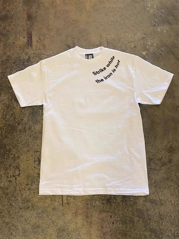 Loose Fit Short Sleeve T-Shirt 260 Pure Cotton Double Thread Upupxia Couples Casual Tee for Men And Women