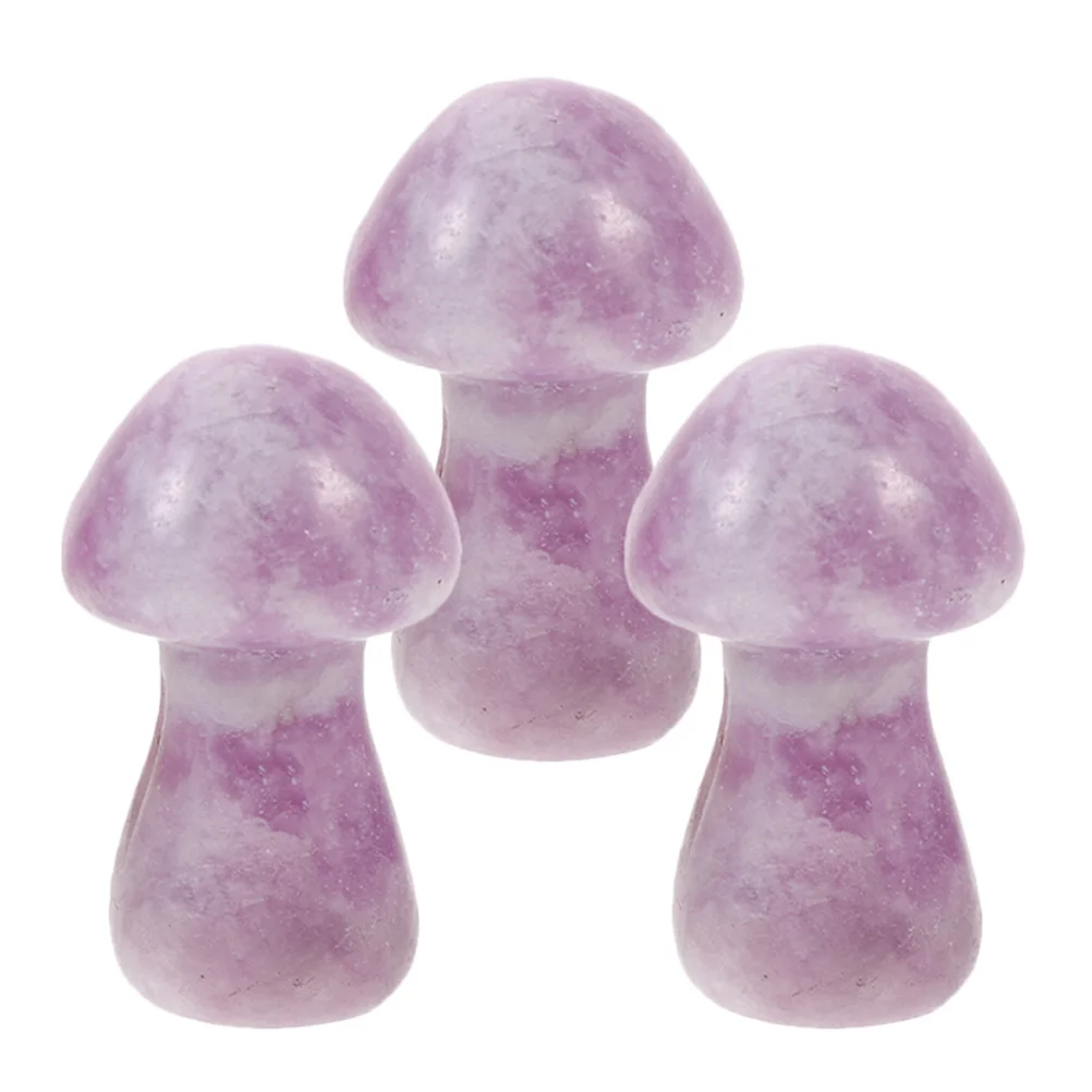 

3pcs Crystal Mushroom Stone Decor 1.5 Inch Durable Landscaping Fossil Mini Adornments Garden Balcony Plants naments Stone