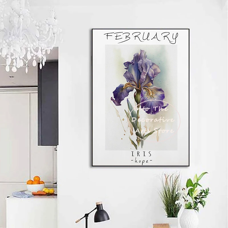 Simple Flowers Blooming Vintage Poster September October Daisy Marigold Canvas Paintings Wall Art Pictures Watercolor Home Decor