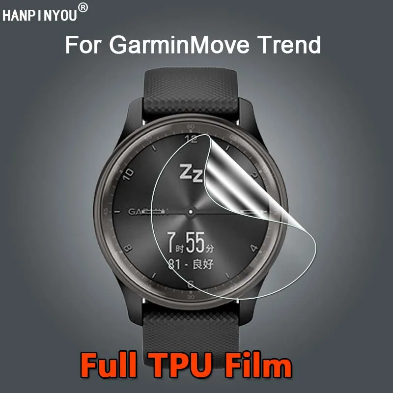 For Garmin Vivomove GarminMove Trend SmartWatch Ultra Clear Slim Repairable Soft TPU Hydrogel Film Screen Protector -Not Glass