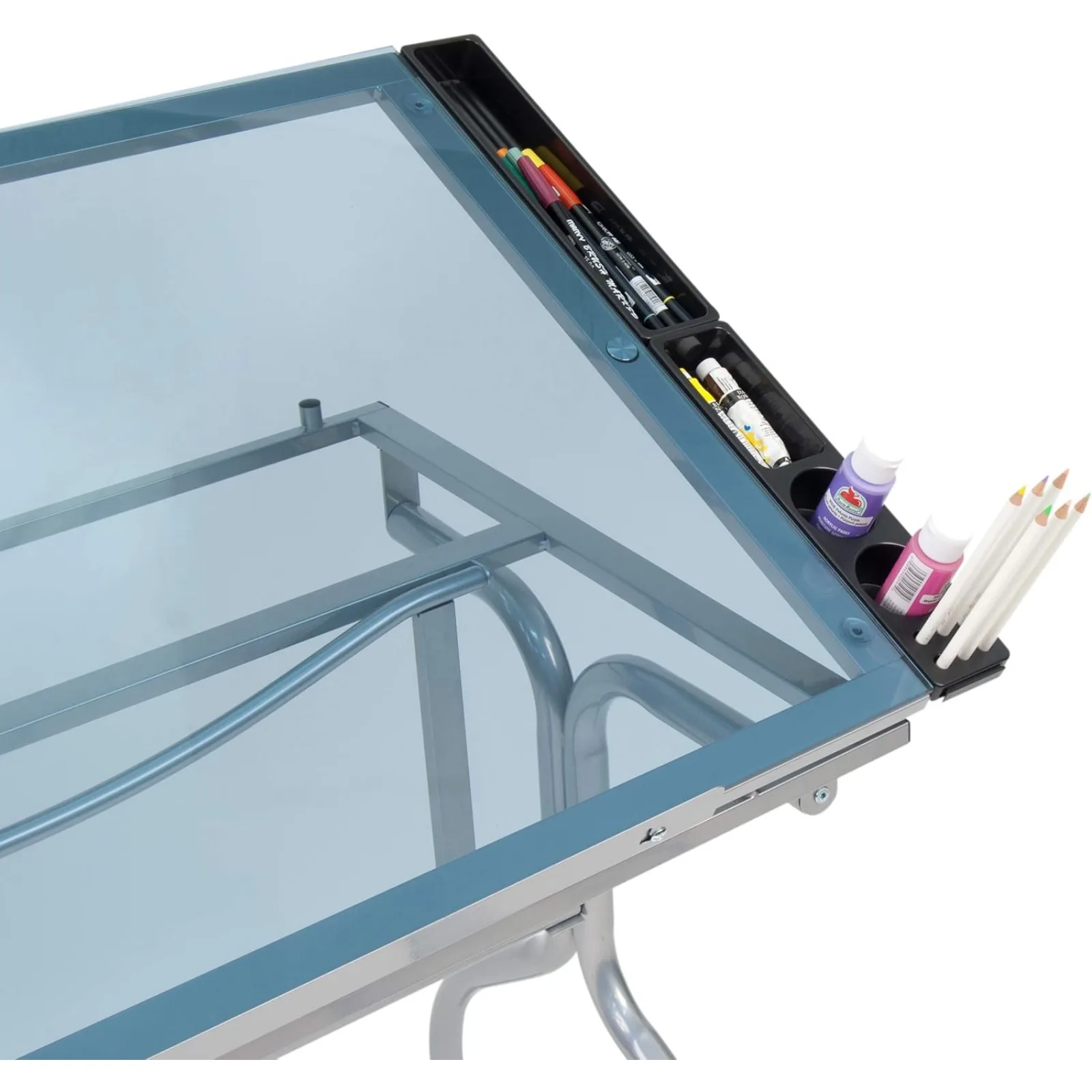 US Studio Designs Folding Modern Glass Top Adjustable Drafting