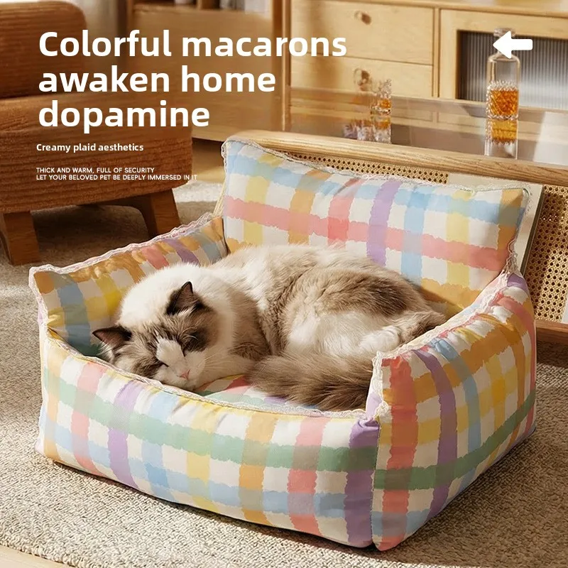 

Лежанка для кошек и собак Dopamine Lace, мягкий коврик, не привлекающий шерсть, для маленьких собак, таких как Тедди, нескользящая подушка-софа для питомцев, всесезонная, моющаяся, из ПУ