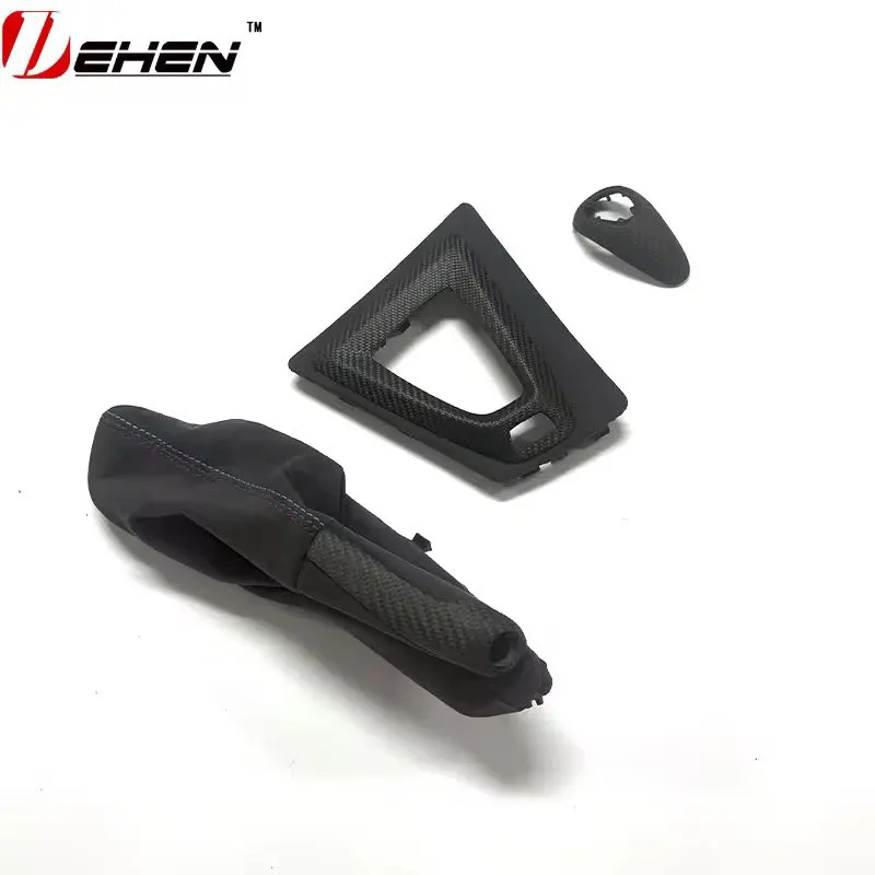 Carbon Fiber Alcantara Handbrake Handle Gear Shift Knob Base Trim Console Panel For BMW M3 F80 F81 M4 F82 F83 2014-2019 Matte