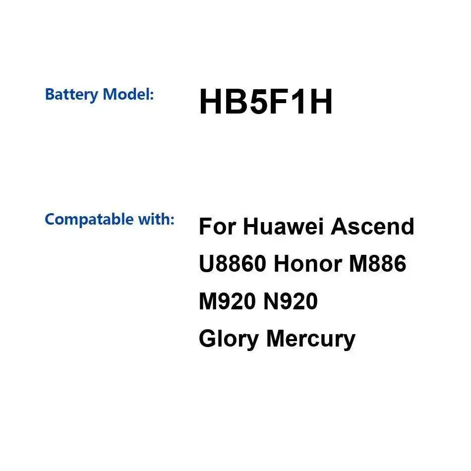 

Аккумулятор мобильного телефона большой емкости 1930 мАч для Huawei Ascend U8860 Honor M886 M920 N920 Glory Mercury HB5F1H
