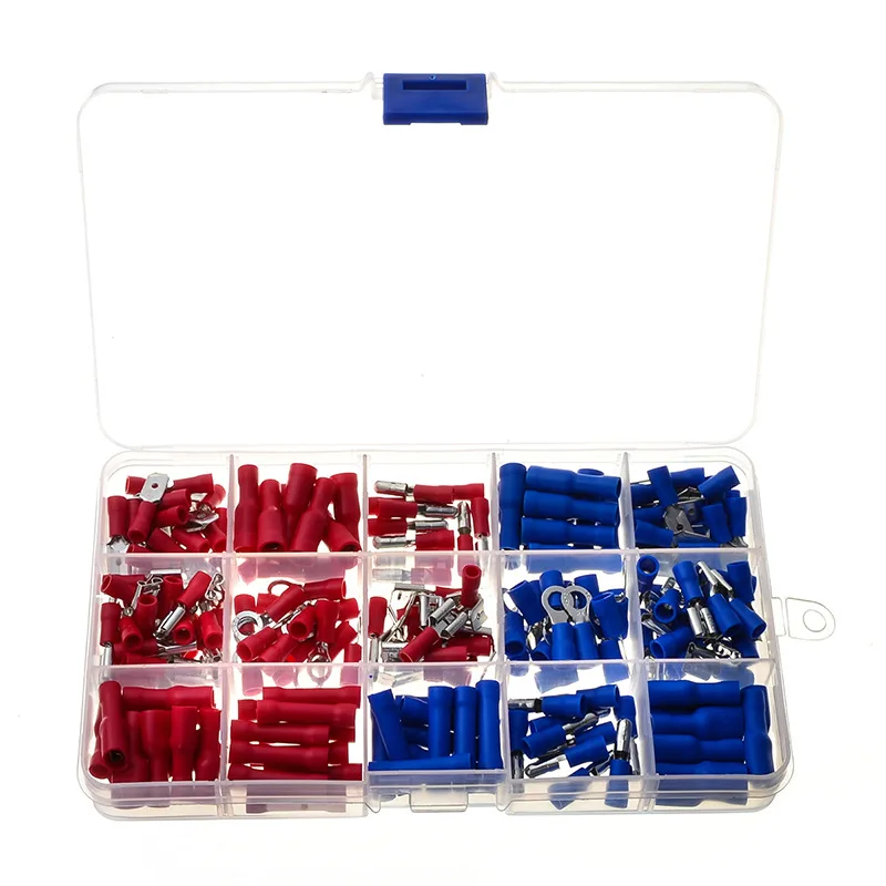 200PCS Male & Female Bullet Cold Crimp Terminals Box Kit, Pre-insulated Quick Disconnect Wire Connectors Assortment