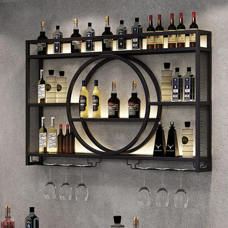 Mini Bar Showcase Ściana Meble przemysłowe Przedpokój Szafka bufetowa Przechowywanie butelek Nowoczesny klub nocny Napoje Półka na wino