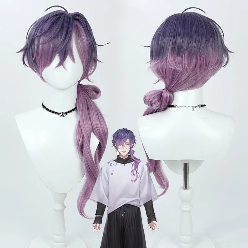 

Vtuber NIJISANJI Uki Violeta Cosplay Wig Dark Purple Gradient Long Heat Resistant Synthetic Hair Anime Cosplay Wigs + Wig Cap