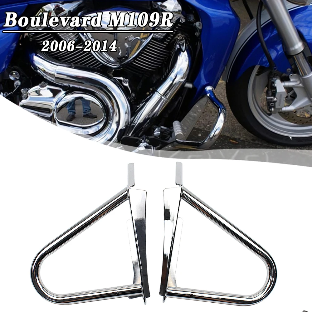 Chrome/Black Highway Crash Bar Safety Protection Bumpers Motorcycle Engine Guard Protection For Suzuki Boulevard M109R 2006-2014