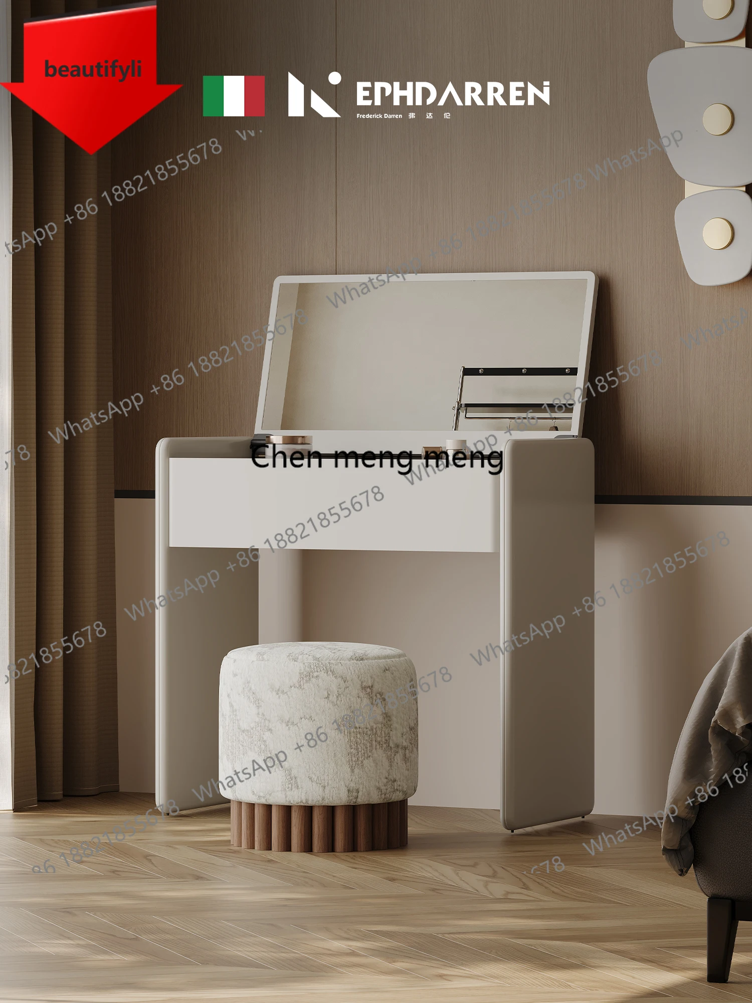 X188 Dresser Small Flip Makeup Mirror Household Small Apartment Master Bedroom High Light Designer Dresser