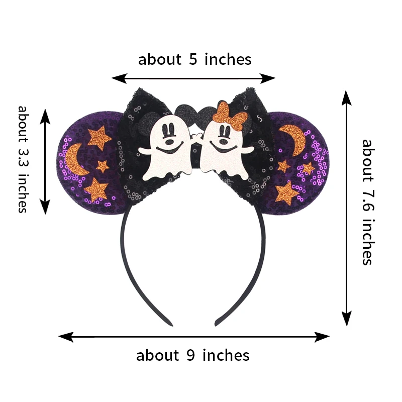 2024 Halloween Mouse Ears Headband Sequins Bow Hairband For Women Featival Party DIY Hair Accessories Boutique