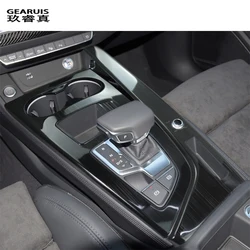 For Audi A4 B9 A5 2017-2023 Black stainless steel Interior Trim Car Gear Shift Panel Button Frame Cover Sticker Auto Accessories