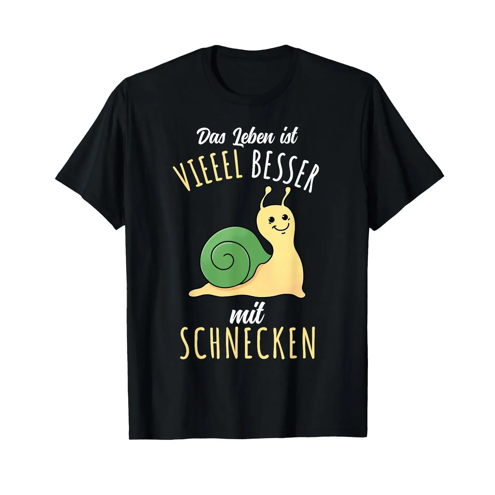 Das Leben ist besser mit Schnecken T Shirt black vintage Washed Breathable Comfortable Stylish Unisex Stretched Soft streetwear
