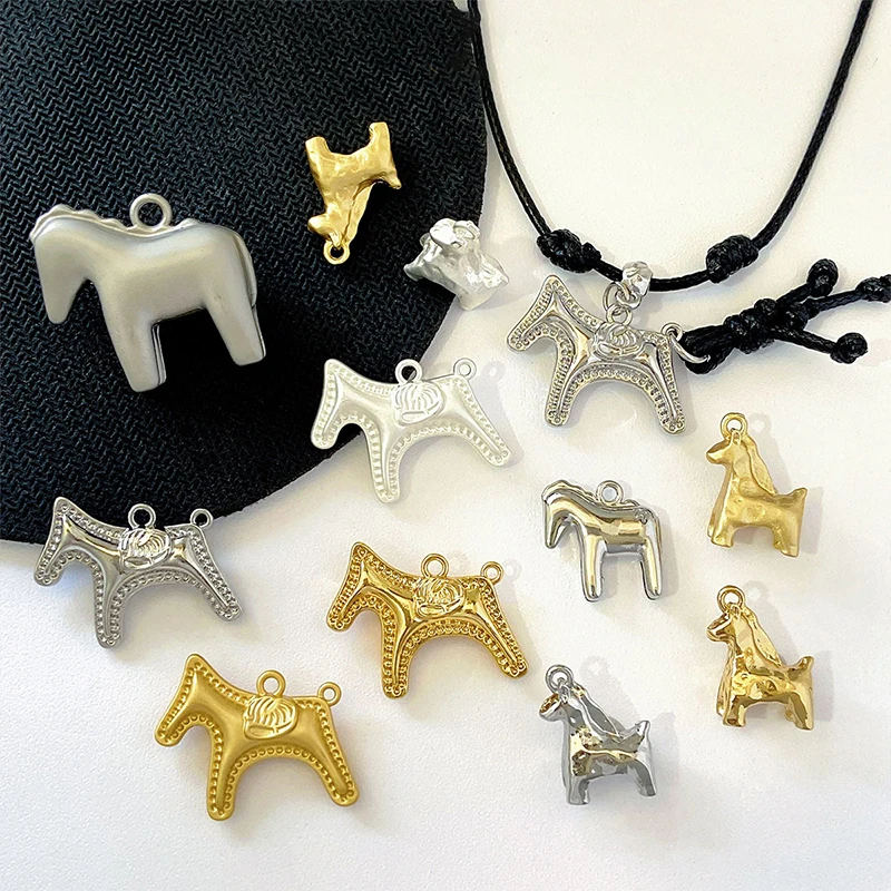 1Pcs Cute Gold Silver Color Horse Charms Pendants For Jewelry Making Necklace Earrings Bracelet DIY Accessories Supplies
