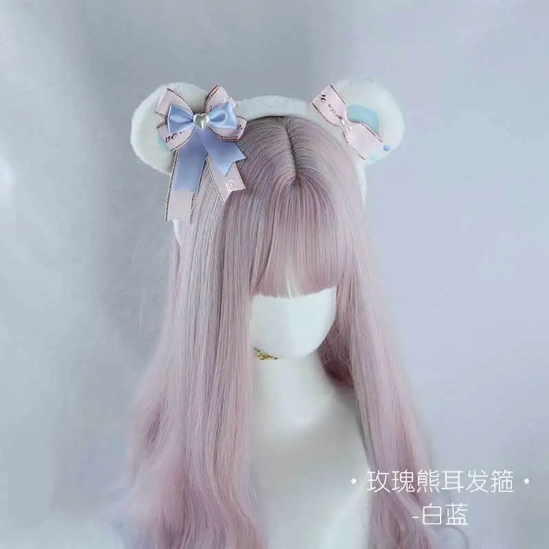 Gothic Bear Ears Headband Lolita Bear Ears Headdress Cosplay Accessories Kawaii JK Girl Hair Hoop Hairpin Gyaru Women Headdress