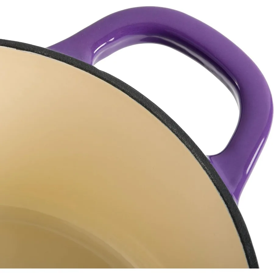 Artisan Round Enameled Cast Iron Dutch Oven 5Quart Lavender Purple