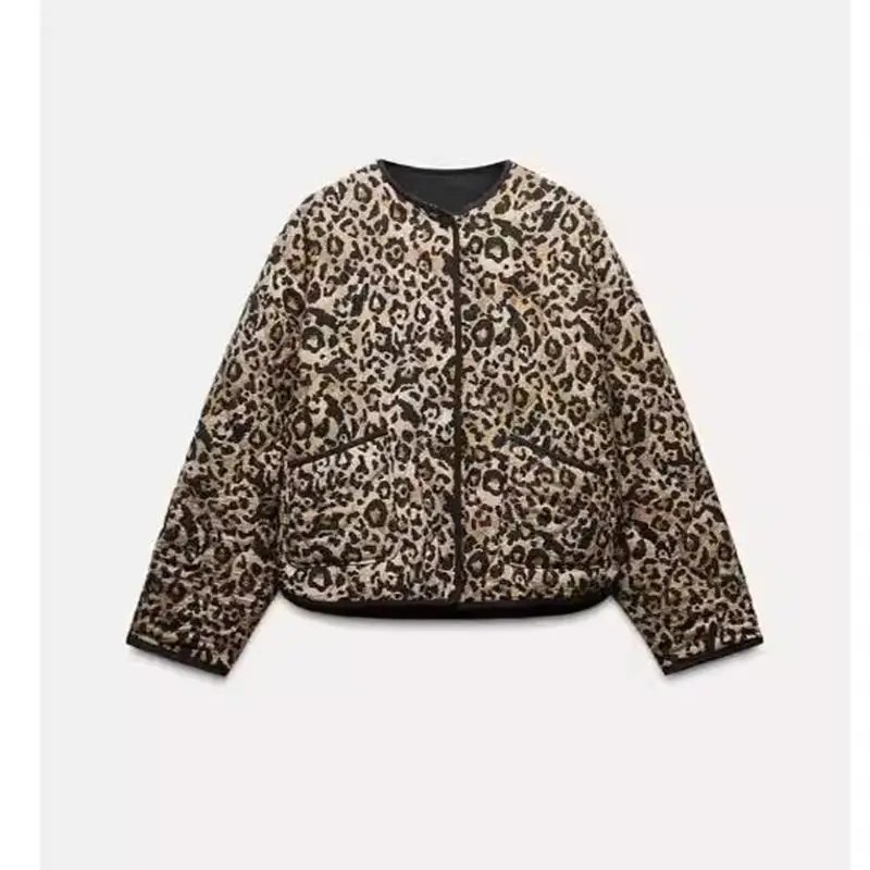 

Новая женская модная верхняя одежда из хлопка с животным принтом, осень-зима 2024, свободный крой, длинный рукав, круглый вырез, на одной пуговице