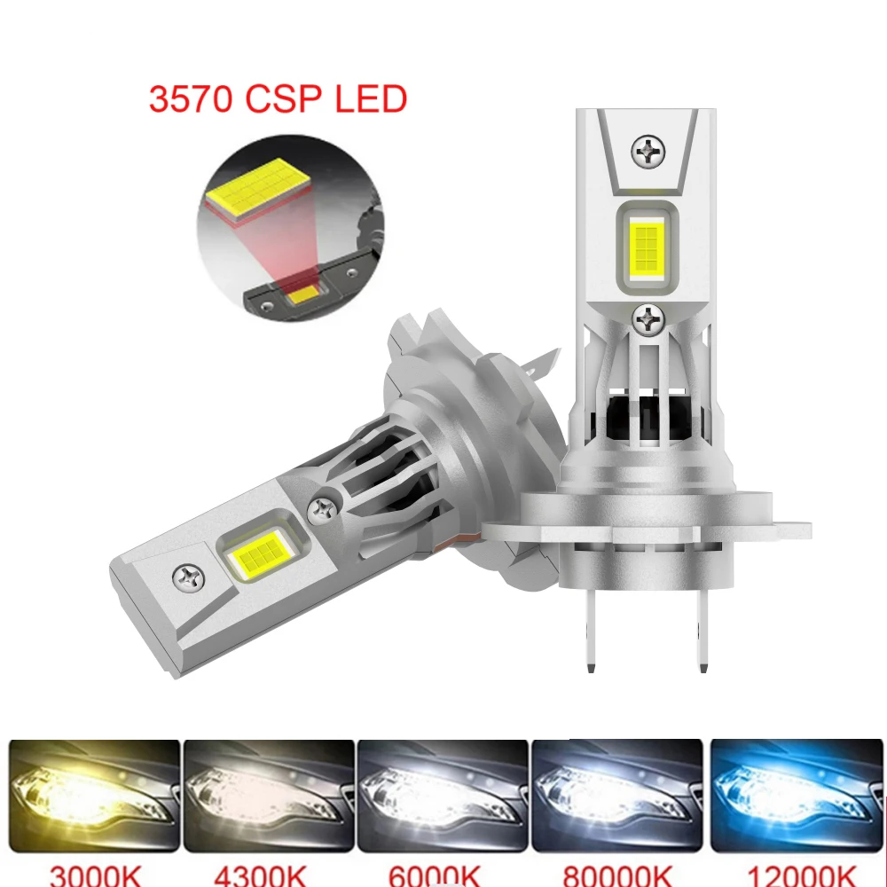 

2Pcs Turbo H7 H3 H1 1:1 Size Lights Mini H7 LED Head Lamp 5570 CSP Wireless H4 9005 9006 Car LED Headlight Bulbs 6000K White 12V