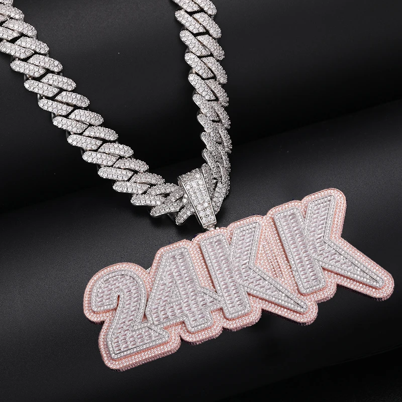 Imagem -05 - Carta Colar Pingente para Homens 925 Baguetes Moissanite Prata Iced Out Nome Personalizado Jóias Hip Hop Estilos de Alta Qualidade