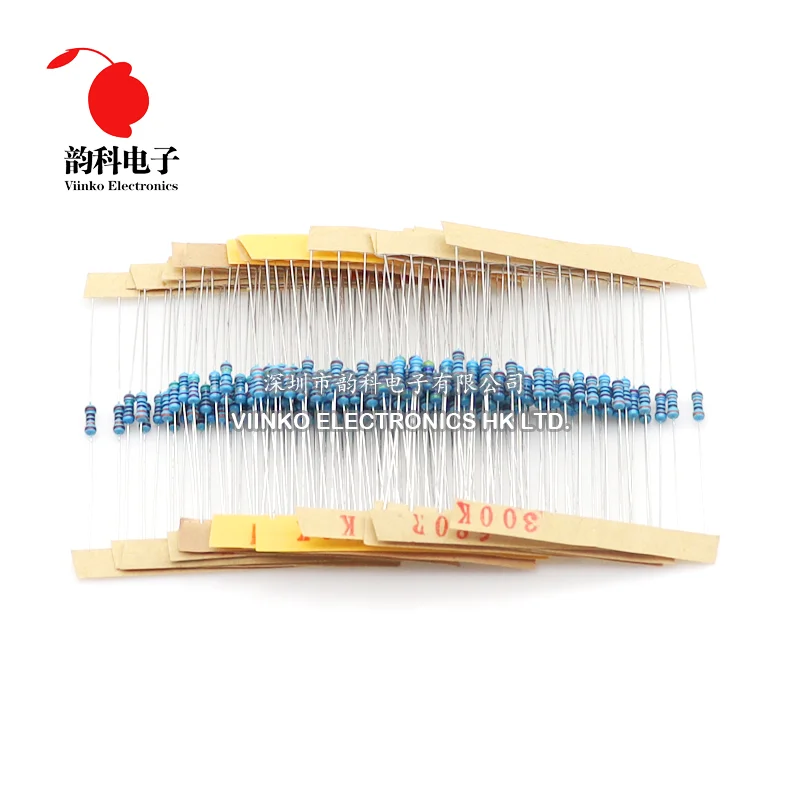 600pcs/set 300pcs/set 30 Kinds 1/4W Resistance 1% Metal Film Resistor Pack Assorted Kit 1K 10K 100K 220 ohm 1M Resistors