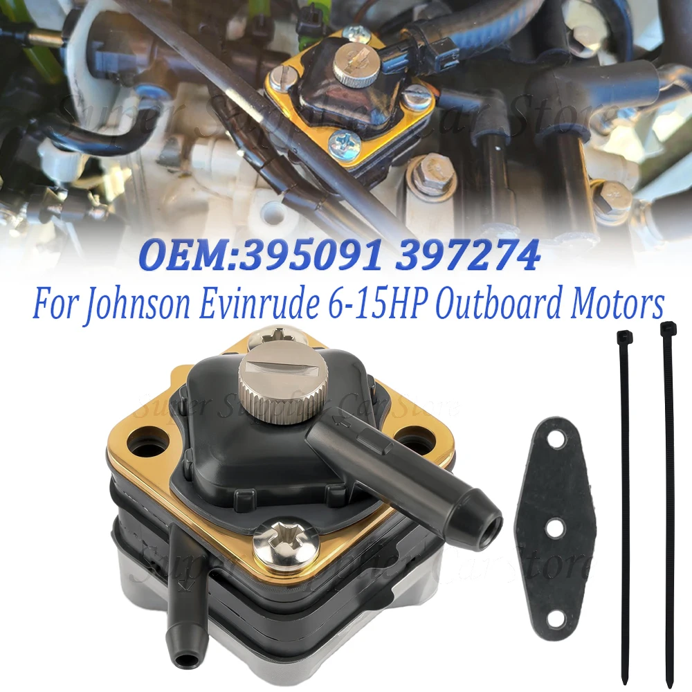 A Set For Johnson Evinrude 395091 397274 6hp 8hp 9.9hp 15hp Engine Seahorse Outboard Fuel Pump With Gasket 397839 391638 395091