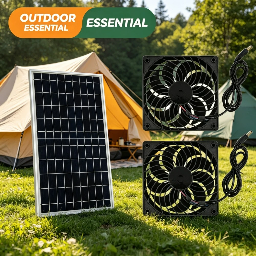 

Solar Powered 10W Ventilation Dual Fans Outdoor Air Circulation Exhaust Fan for Chicken Coop Pet House Greenhouse Cooling
