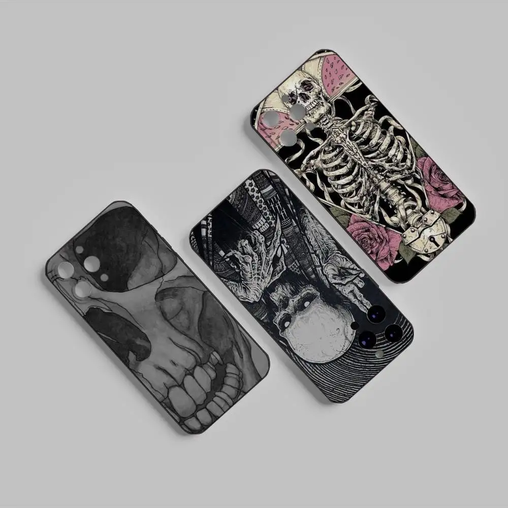 

Gothic Skull Phone Case For IPhone 16 16e Plus Pro MAX15 14 13 12 11 Xr 7 8 6 Se XSmax Soft Black Case