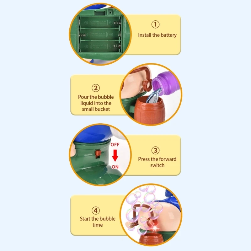 Christmas Theme Bubble Blower Machine With Light Sound Dwarf Design Bubble Toy For Children Party Celebration Gathering 15UB