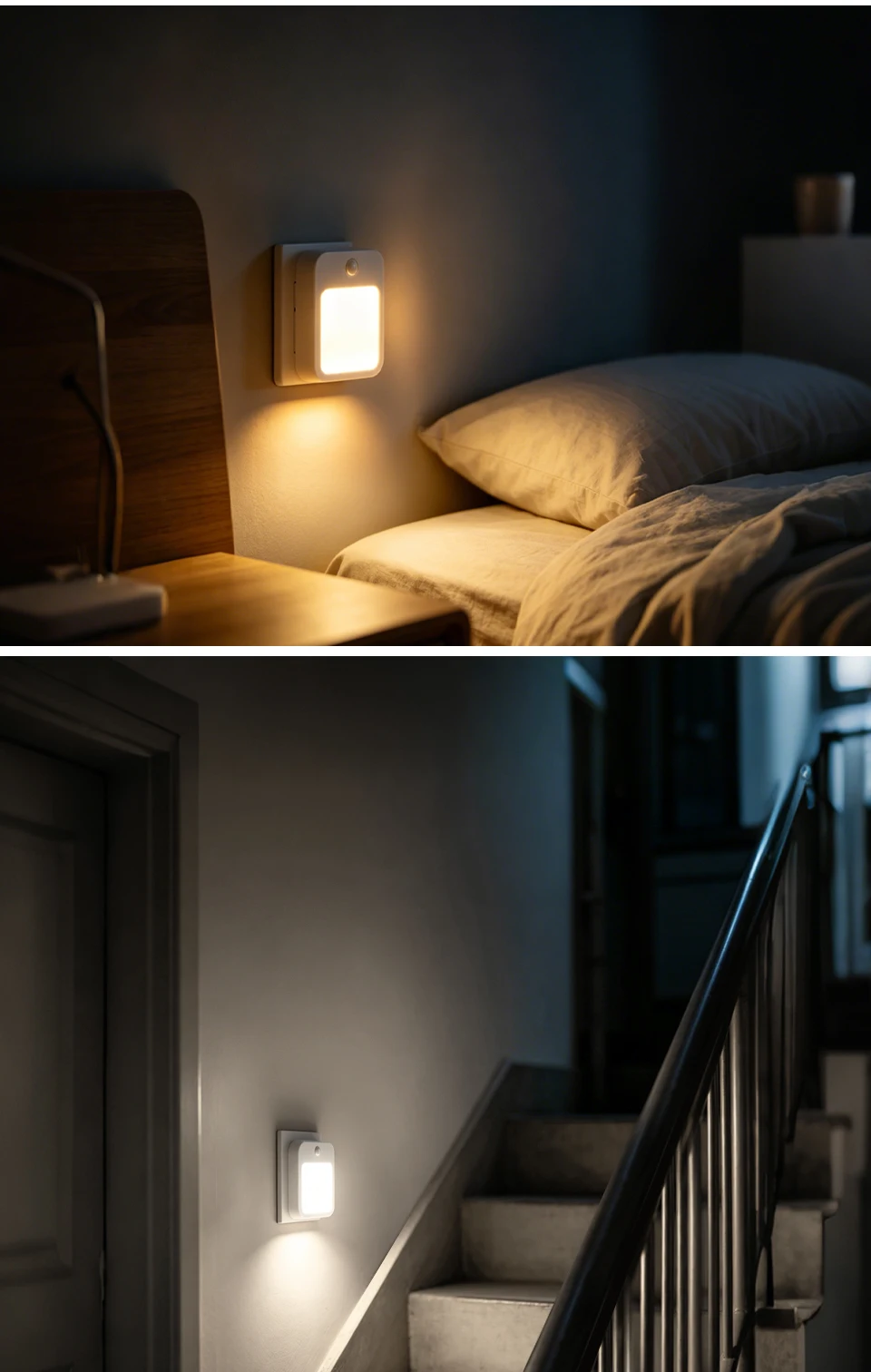 LED Night Lights With Motion Sensor EU US Plug In Dimmable Bedside Night Lamp for Hallway Bedroom Stairs Kitchen Room Decoration