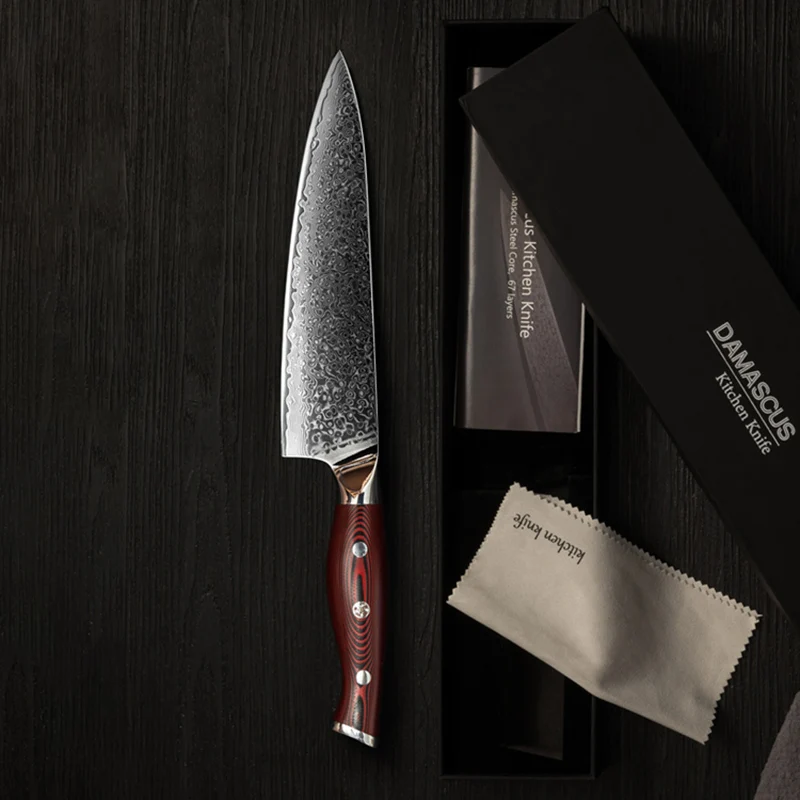 8 Inch Chef Knife 67-layers Damascus Steel 10Cr15CoMov Blade G10 Handle Slicing Vegetables Cleaver Meat Japanese Kitchen Knives