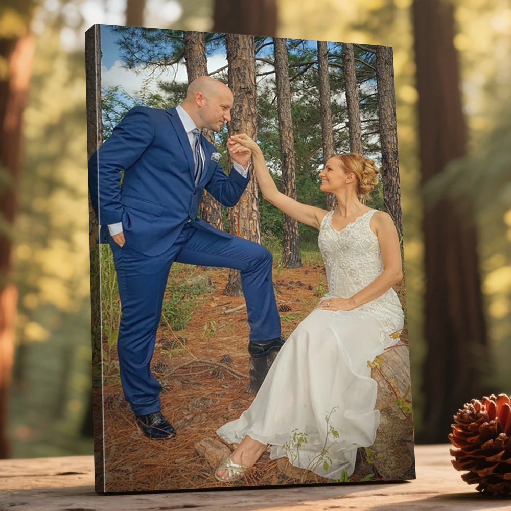 1 Pc Customized Photo Canvas with DIY Wood Frame Or Frameless Poster Personalized Gift for Lovers Customizable Home Decor image 6
